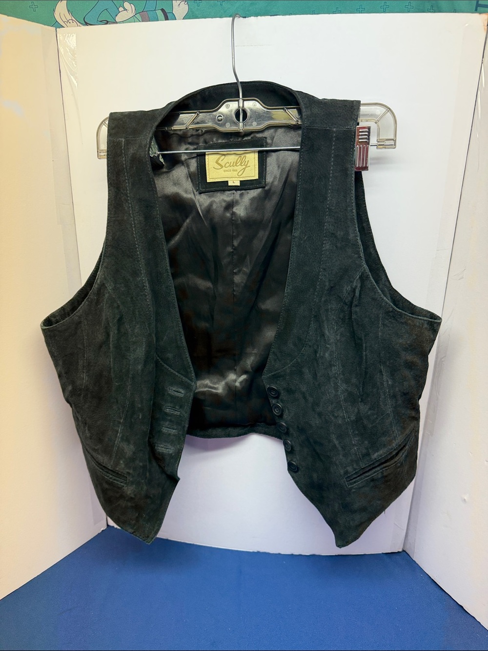 Scully Olive Green Suede Button-Front Vest